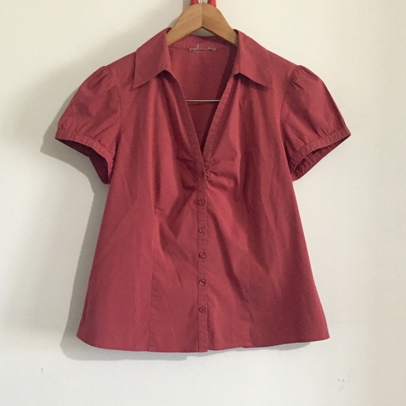 LOFT Tops - LOFT | Red Button Down❣️Vintage Blouse